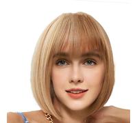 Perruque Bob courte, perruque Bob avec frange | Perruques courtes Bob pour femmes - Perruque droite Bob Bangs, perruque synthétique naturelle résistante à la chaleur, perruque superposée droite pour u