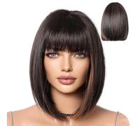 Perruque Bob courte, perruque Bob avec frange | Perruques courtes Bob pour femmes,Perruques de remplacement de cheveux synthétiques naturels pour concerts, soirées à thème, mariages, rendez-vous, cosp
