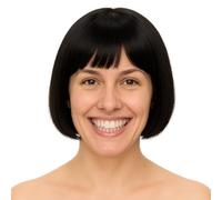 Perruque bob courte style rétro pour carnaval et déguisement cabaret charleston néon noir