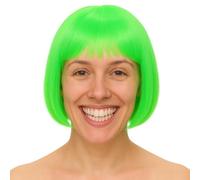 Perruque bob courte style rétro pour carnaval et déguisement cabaret charleston néon verde