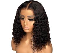 Perruque Bob Deep Wave cheveux humains 200 densité courte bou 13x4x1 perruques avant en dentelle(18 inch)