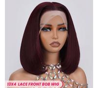 Perruque Bob frontale en dentelle Bourgogne 13x4 en cheveux humains, densité de 180%, courte et droite, avec ligne de cheveux naturelle pré-épilée, pour femmes - Coiffures pour le sport, les vacances,