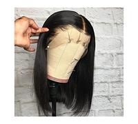 Perruque Bob Lace Front Wig De Cheveux Humains Pour Femmes, 10-16 Pouces, Pré-Épilée, Courte Et Lisse, Sans Colle, Couleur Ombrée, Perruque Grise Pour Femmes (10 Pouces, Couleur Naturelle)