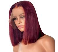 Perruque Bob Lace Front Wig naturelle sans colle, cheveux humains, coupe pré-épilée, transparente, 13x4, for femmes noires pour Femme Charmant