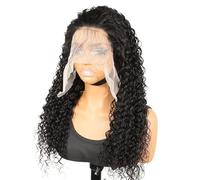 Perruque Bob Lace Frontal Wig naturelle bouclée et profonde, cheveux humains, pre-plucked, densité 200, humides et ondulés, sans colle, 13x4, for femmes Hair Extensions Pièces Wigs(34 inch)