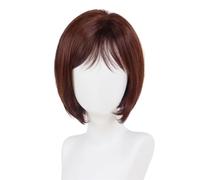 Perruque bob mi-longue dégradée de 30 cm avec frange, perruque synthétique lisse avec mèches auburn for femmes blanches, idéale for les soirées quotidiennes. pour Femme Charmant(Mixed Auburn)