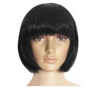 Perruque Bob noire avec frange, perruques courtes et raides for femmes, synthétique résistante à la chaleur, for un usage quotidien en soirée ou en cosplay. pour Femme Charmant