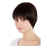 Perruque Bob Page Brun Foncé Frange Cheveux Courts Synthétiques 20cm 1235-4