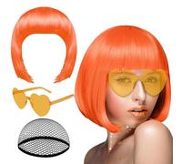 Perruque Bob pour Femmes - Accessoire De Tête Néon Pour Déguisement,Set Perruque Bob Et Lunettes De Soleil - pour Artistes de Scène Créateurs de Contenu Événements à Thème Conventions Costume Fêtes Ma
