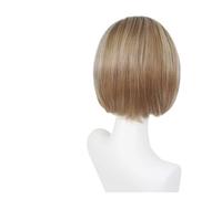 Perruque Bob synthétique courte lisse for femmes, 1 pièce, blonde mixte résistante à la chaleur avec frange, coiffure maman Drag Queen