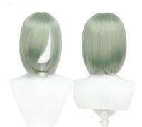 Perruque Bob universelle 30cm/11.8 pouces, perruque courte multicolore sans style avec bouton intérieur for Cosplay bricolage fête d'halloween bal de promo(Green)