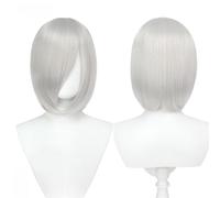 Perruque Bob universelle 30cm/11.8 pouces, perruque courte multicolore sans style avec bouton intérieur for Cosplay bricolage fête d'halloween bal de promo(Silver gray)