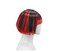 Perruque Bobo synthétique courte noire et rouge, 1 pièce, perruque de vacances, mascarade d'horreur Vampire for Cosplay