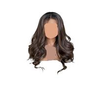 Perruque Body Wave marron foncé doux avec raie centrale, synthétique résistant à la chaleur, Compatible les femmes, mélange de stries ondulées(20inches)