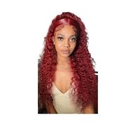 Perruque bordeaux en cheveux humains crépus bouclés 13x4 HD Lace Wigs for femmes(30inch)