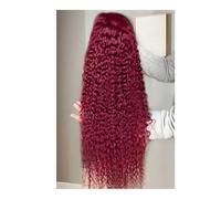 Perruque bordeaux ondulée 13x4, cheveux humains pré-épilés, dentelle frontale transparente HD, for femmes noires Postiche Cheveux Femme(24inch)