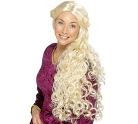 Perruque Bouclée Blonde Médiévale Longue Princesse Renaissance Robe Élégante