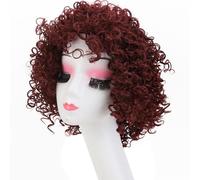 Perruque bouclée bordeaux à la mode en fibre haute température, perruque rebondissante respirante pour un usage quotidien, une date de travail