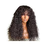 Perruque Bouclée Crépue Densité 180% Avec Frange, Cheveux Humains Bouclés 14 À 40 Pouces Long Femmes Noires Sans Colle Remy Hair Dentelle Frontale Postiche Cheveux Femme(40inches)