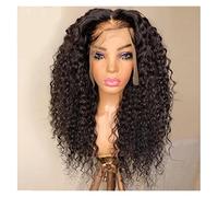 Perruque Bouclée Lace Front Wig Naturelle Noire Pour Femmes, Cheveux Synthétiques Pré-Épilés, Perruque Quotidienne Grise Pour Femmes (Unicolore 22 Pouces)