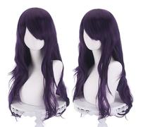 Perruque bouclée naturelle universelle de 70 cm/27,6 pouces, perruque de longueur moyenne avec frange for Cosplay DIY robe Lolita usage quotidien style de fête(Purple)