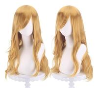 Perruque bouclée naturelle universelle de 70 cm/27,6 pouces, perruque de longueur moyenne avec frange for Cosplay DIY robe Lolita usage quotidien style de fête(Dark gold)