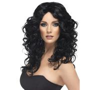Perruque Bouclée Noire Longue Glamour Pour Femmes Accessoire De Costume Ondulé