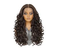 Perruque bou pré-épilée 13×6 HD Lace Front, perruque synthétique sans colle de 61 cm (24 pouces) for femme, usage quotidien Hair Extensions Pièces Wigs(Dark brown)