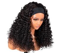 Perruque bou sans colle, bandeau en cheveux humains, sans dentelle frontale, avec cordon de serrage, densité 180, couleur naturelle for femmes noires. Effet naturel et Volumineux(12inch)