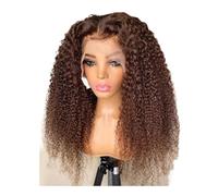 Perruque bouclée sans colle Wear and Go, perruque afro bouclée synthétique marron 13 * 4 HD Lace Frontal(20inch)