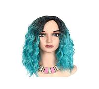 Perruque Bouclés Cheveux Synthétiques Teal Perruques Bleu Noir Mélange Dégradé for Quotidien Partie Cosplay Utilisation Perruque for Quotidien Partie Femmes