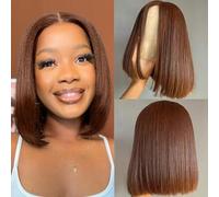 Perruque Bresilienne Cheveux Humain 4x4 Bob Lace Front Wig Human Hair Perruque Femme Naturelle Brésilien Wig Human Hair for Black Women Couleur Naturelle Bob Wigs Chocolate Brown 16 Pouces