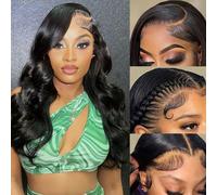 Perruque Bresilienne Cheveux Humain Lace Frontal Wig Perruque Femme Naturelle 4x4 Hd Lace Closure Wig Malaysia Human Hair Wig With Baby Hair Pre Plucked Body Wave Wig 180% Density 45cm