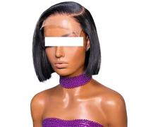 Perruque brésilienne courte et droite HD 13 x 4 avec dentelle frontale densité 220 % avec fermeture pré-bouclée 4 x 4, 5 x 5, pour femme, dorée, dentelle HD WIG_16IN)