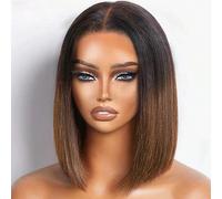 Perruque brésilienne Remy naturelle, couleur marron chocolat, densité 250, avec fermeture pré-épilée et ligne de cheveux naturelle, coupe courte au carré, coupe droite, bordeaux, 30 cm Cheveux humains
