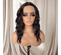 Perruque brune foncée de 30,5 cm avec dentelle frontale - Aspect naturel - Cheveux synthétiques résistants à la chaleur - 30,5 cm - Dentelle frontale