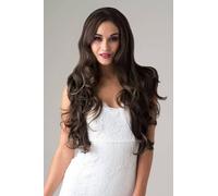 Perruque brune mi-longue avec mèches blondes : Reese chocolate brown & ash blonde #6H24