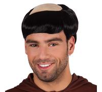 PERRUQUE CALVITIE CHEVEUX NOIR MOINE HOMME