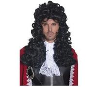 Smiffys Perruque capitaine pirate, noire, cheveux longs et bouclés Halloween