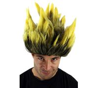 Perruque Carnaval Dragonball Démon Loki Scientifique Fou Noir Jaune Feu NEUF