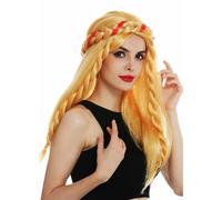 Perruque Carnaval Femme Longue Blonde Tressée Goldmarie Princesse Moyen Âge