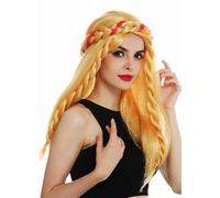 Perruque Carnaval Femme Longue Blonde Tressée Goldmarie Princesse Moyen Âge