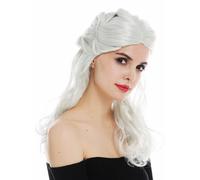 Perruque Carnaval Femmes Long Cher Tressée Argent Gris Mélange Fantasy Larp