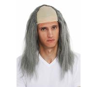 Perruque Carnaval Halloween Hommes Calvitie Partielle Cheveux Gris Longs Igor