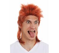 Perruque Carnaval Homme Chav Nuque Longue Hérissons 80er Ans Mullet Auburn Rouge