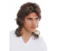 Perruque Carnaval Hommes Chav Nuque Longue Ondulé Bouclé 80s Braun Blonde