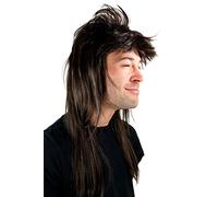 Perruque, carnaval, nuque longue, nuque à l'allemande, châtain foncé, plouc