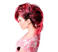 Perruque Carnaval Punk Glam Vamp Iro Auftoupiert Noir Rose