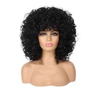 Perruque Carre Rouge Perruque africaine noire pour femmes africaines, petits cheveux courts bouclés, couvre-tête en fibre, perruques afro bouclées pour femmes noires, perruque (Black, One Size)