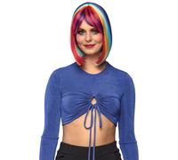 Perruque Carrée Longue Avec Mèches Multicolores Multicolore